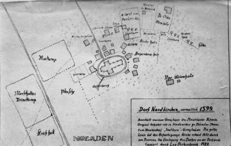 Karte des Dorfes um 1599