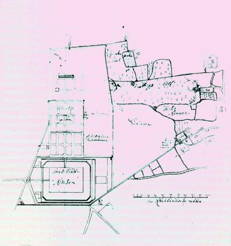 Planskizze mit Düsterkammer um 1750